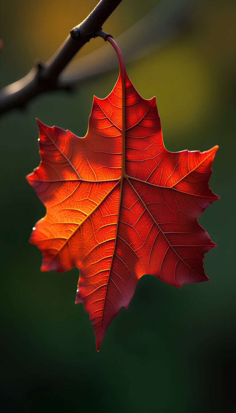 A close-up shot of a dark orange leaf covered in water droplets against a dark, blurry background." This helps with SEO and accessibility