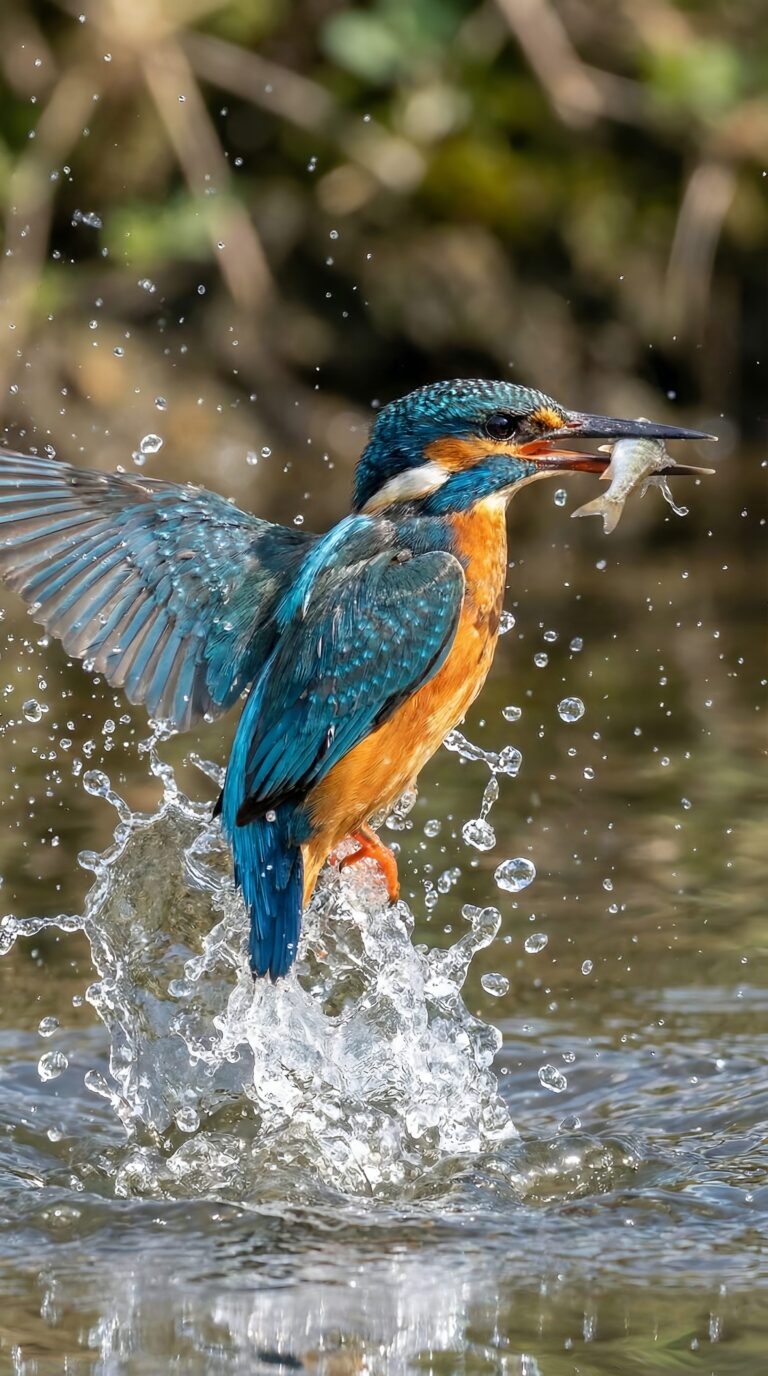 Kingfisher Emerging From Water