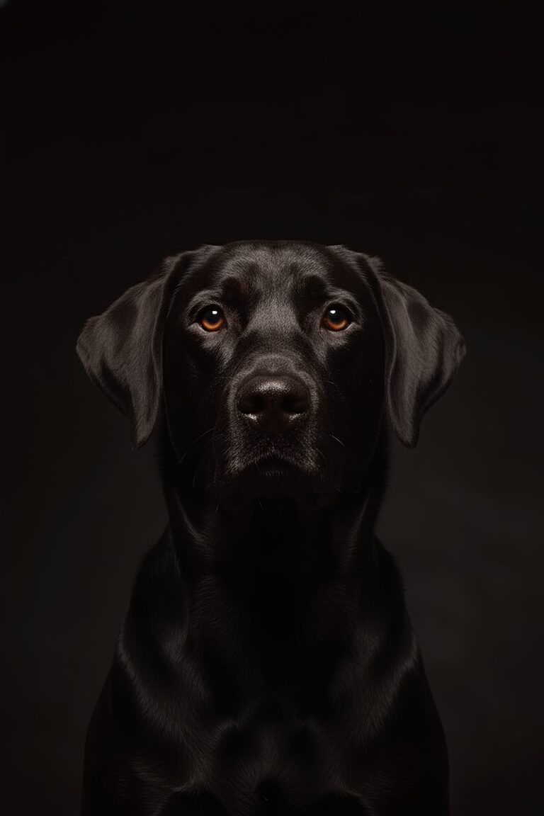 Black labrador retriever studio portrait amber eyes 4K