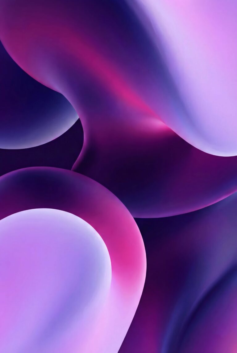 Highly detailed 3D digital render of smooth abstract purple and pink curved shapes aesthetic 4K ultra HD mobile wallpaper