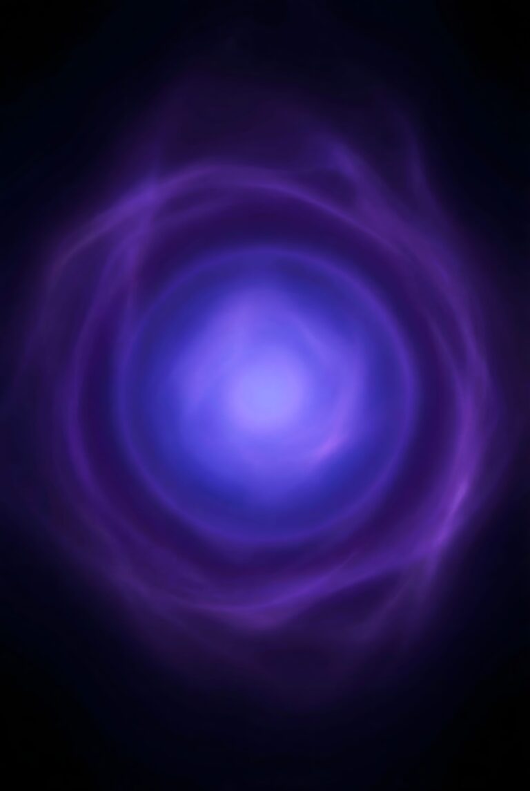 Highly detailed digital render of a glowing purple and blue abstract energy vortex on a deep black background aesthetic 4K ultra HD mobile wallpaper