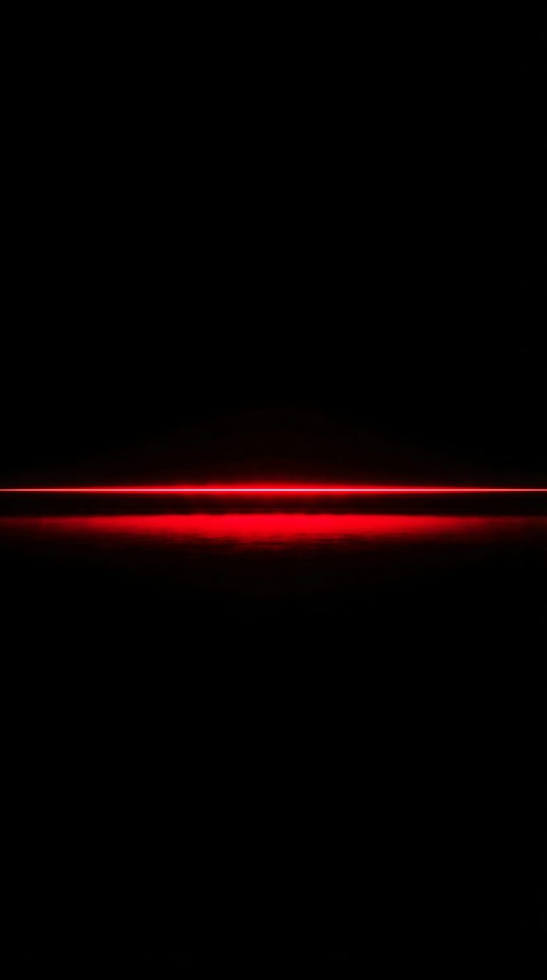 Minimalist pitch black background with a glowing horizontal red neon laser line aesthetic 4K ultra HD mobile wallpaper
