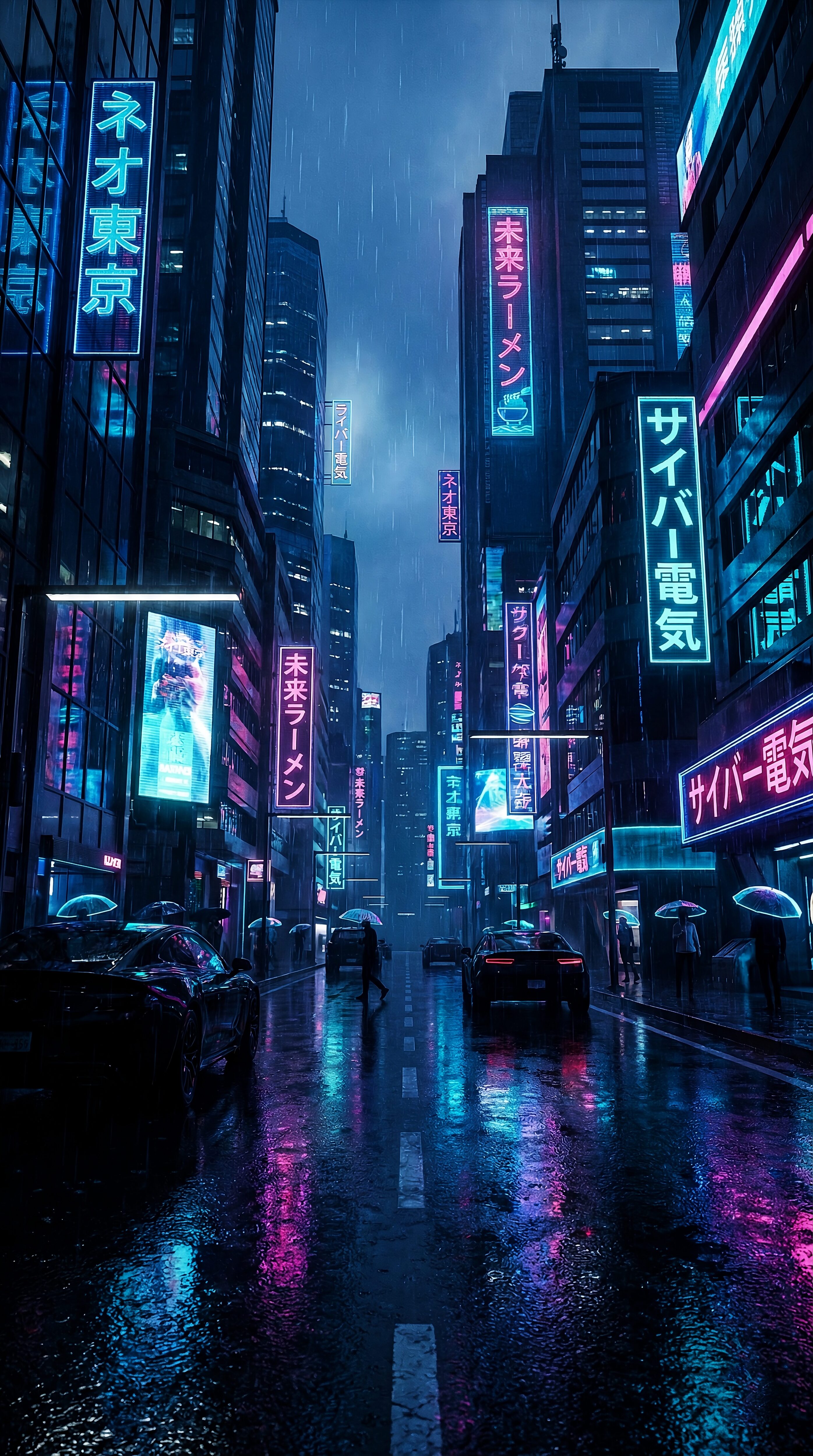 Neon Noir: Dystopian Rain District – Ai & 4K Upscaled & Edited Art