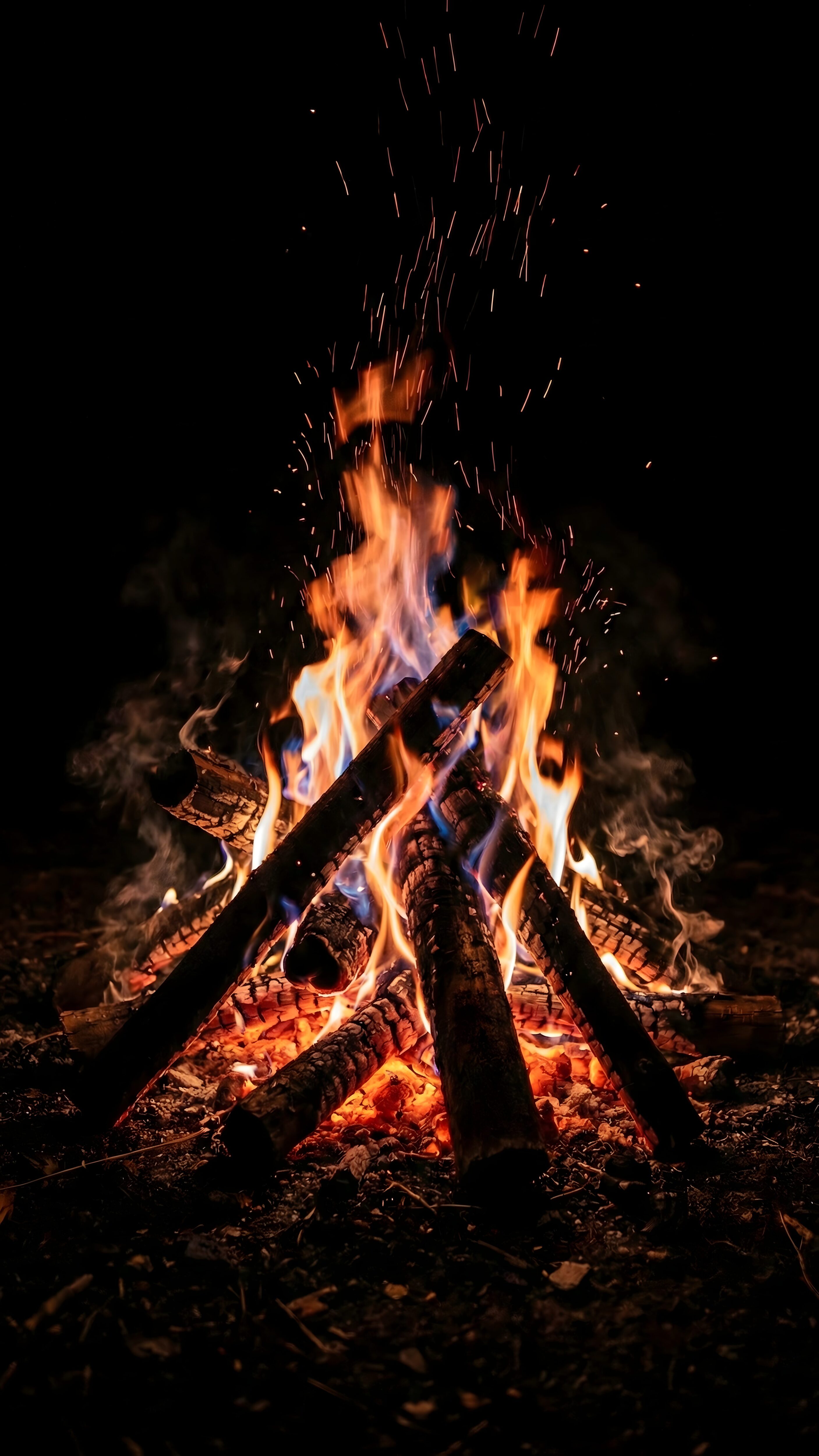 Cozy Campfire Night Wallpaper 4K: Dark Wilderness Ai Digital Art