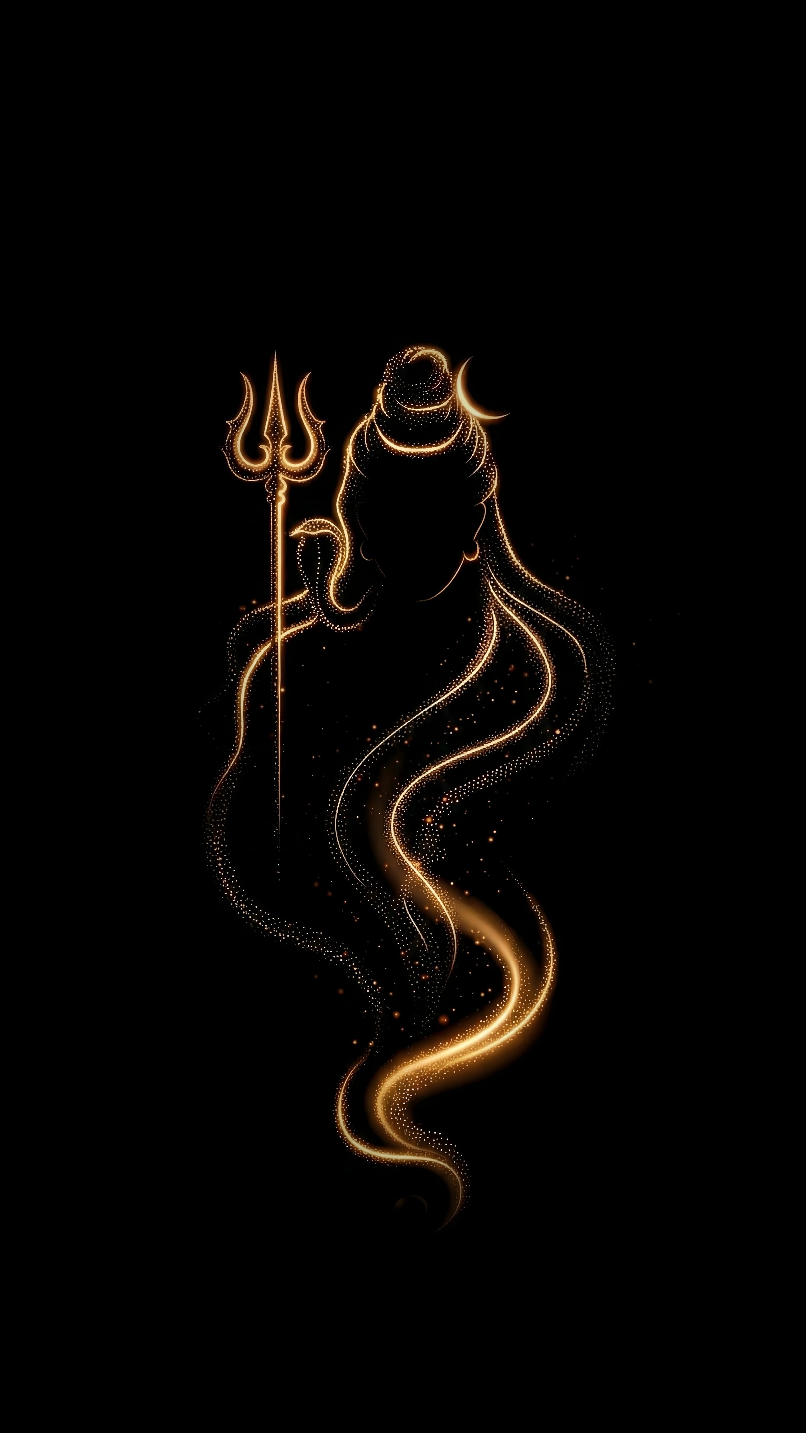 Golden Lord Shiva Minimalist Wallpaper 4K: Dark AMOLED Divine Art (Ai Edited)