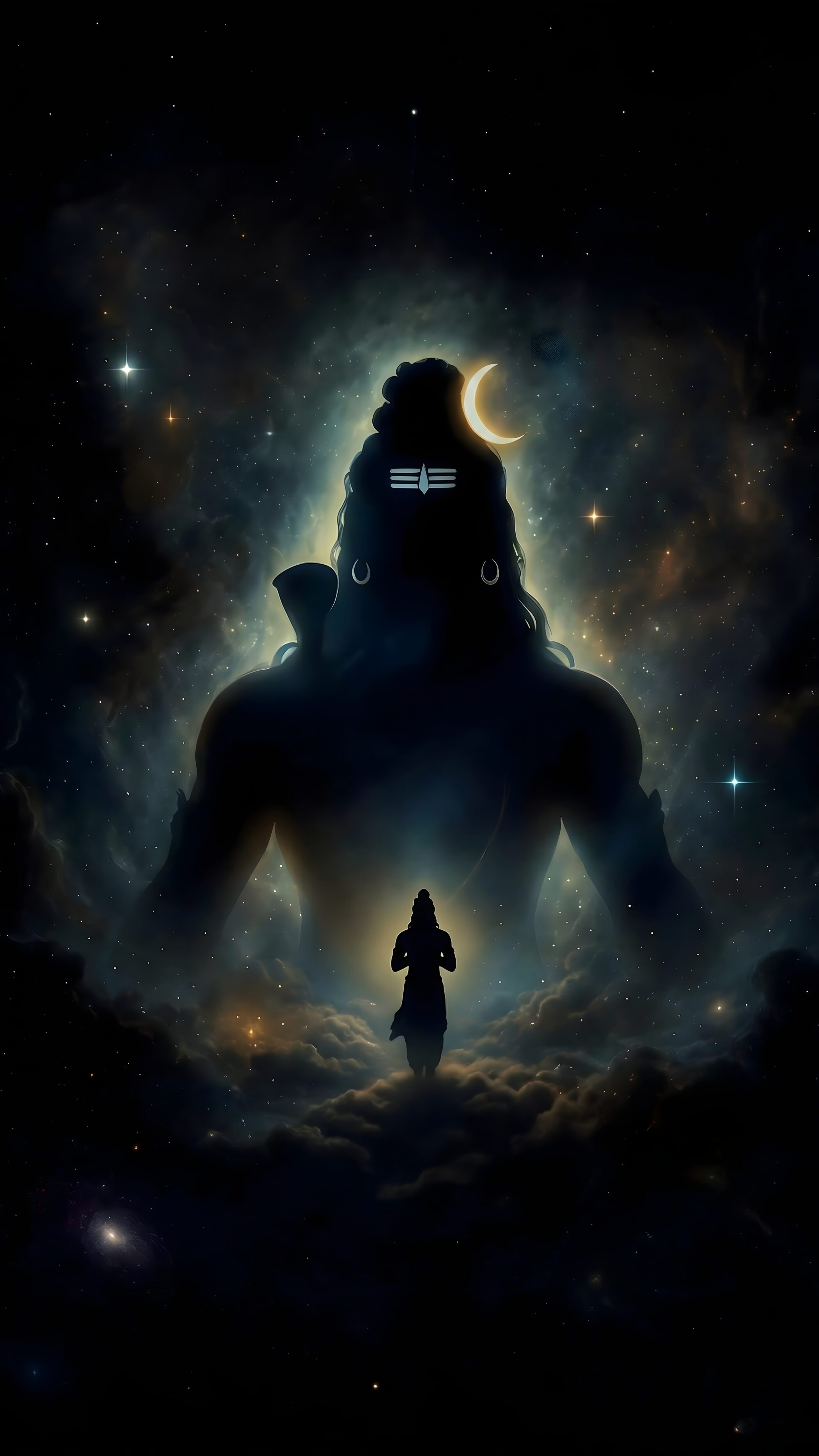 Lord Shiva Galaxy Wallpaper 4K: Cosmic Mahadev Silhouette (AMOLED) Ai Art