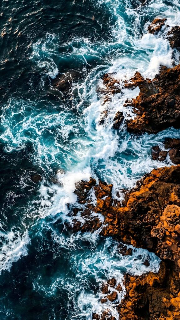 Crashing Ocean Waves Rocky Coast 4K: High Contrast Nature Wallpaper ...