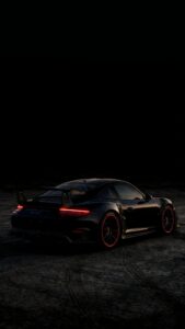 Dark Stealth Porsche 911: 4K AMOLED Phone Wallpaper