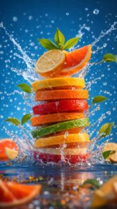 Fresh Citrus Water Splash 4K: Vibrant 4K Mobile Wallpaper