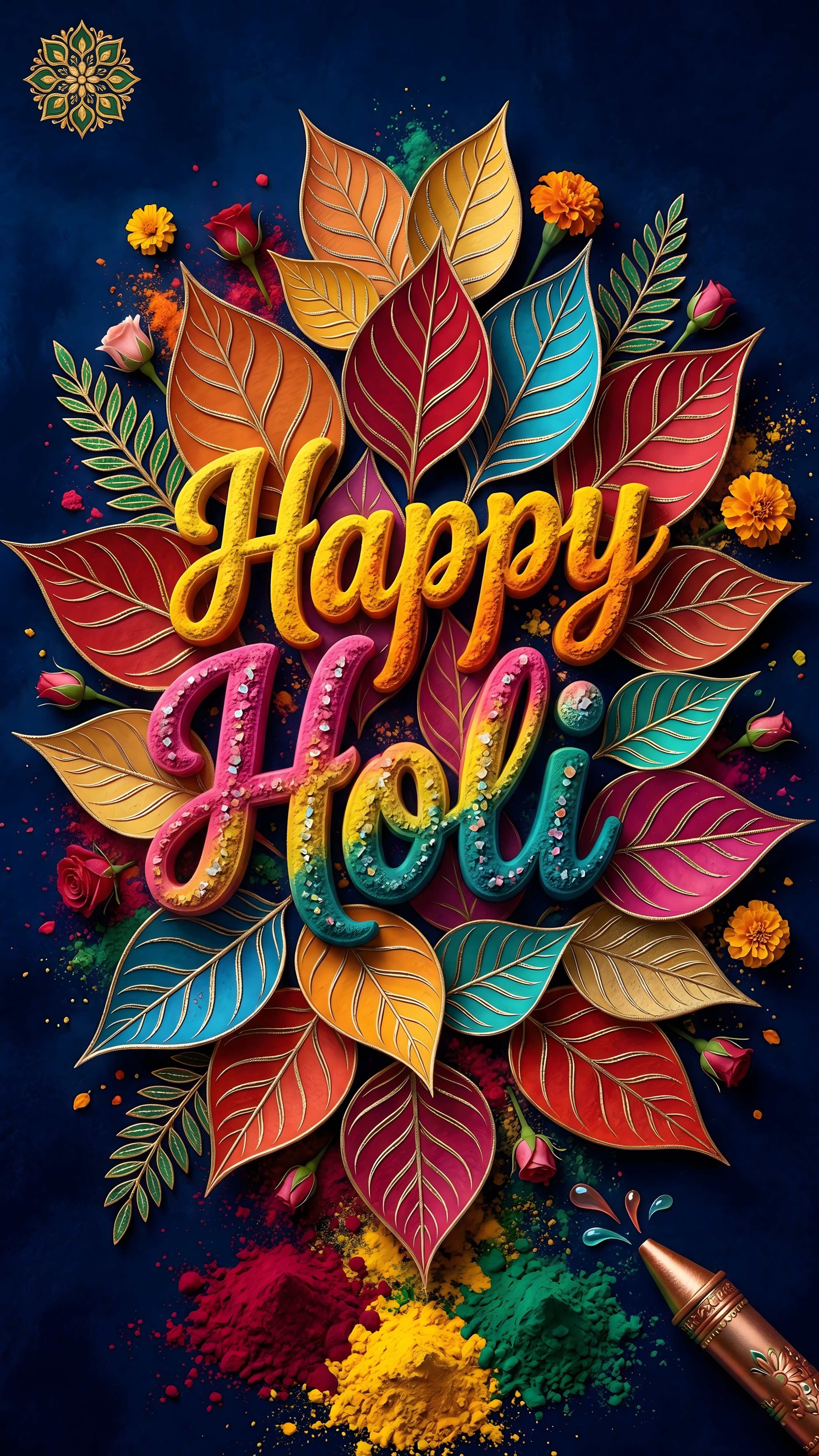 Happy Holi Colorful Art Wallpaper 4K: Vibrant 3D Festival Design Ai Art