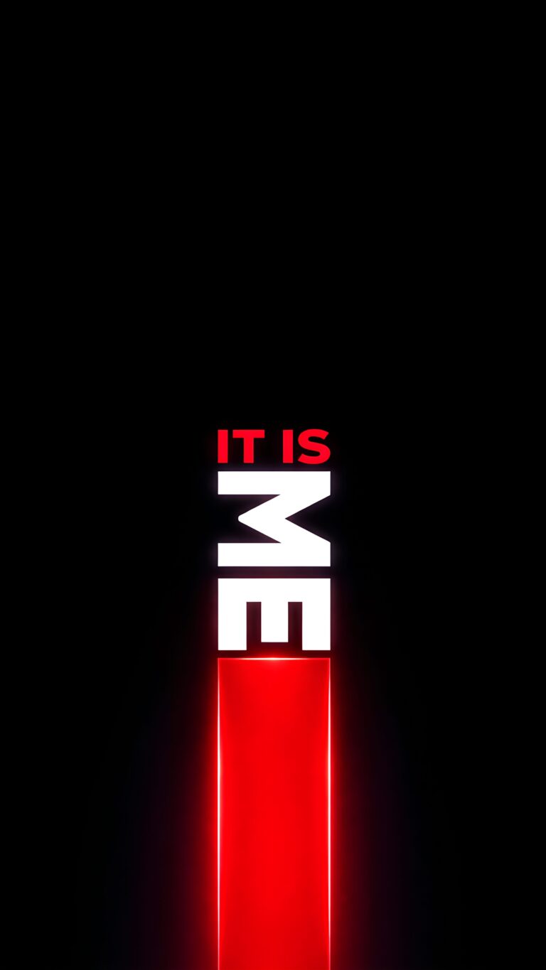 Download free 4K mobile wallpaper featuring the glowing red and white text IT IS ME on a pure pitch-black AMOLED background for a clean, minimalist, and motivational aesthetic