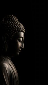 Peaceful Buddha Dark Aesthetic 4K: AMOLED Minimalist Wallpaper