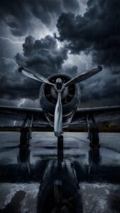 Vintage Airplane Thunderstorm 4K Render: Dark Aesthetic Wallpaper
