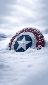 Captain America Shield Snow 4K: iOS Depth Effect Wallpaper