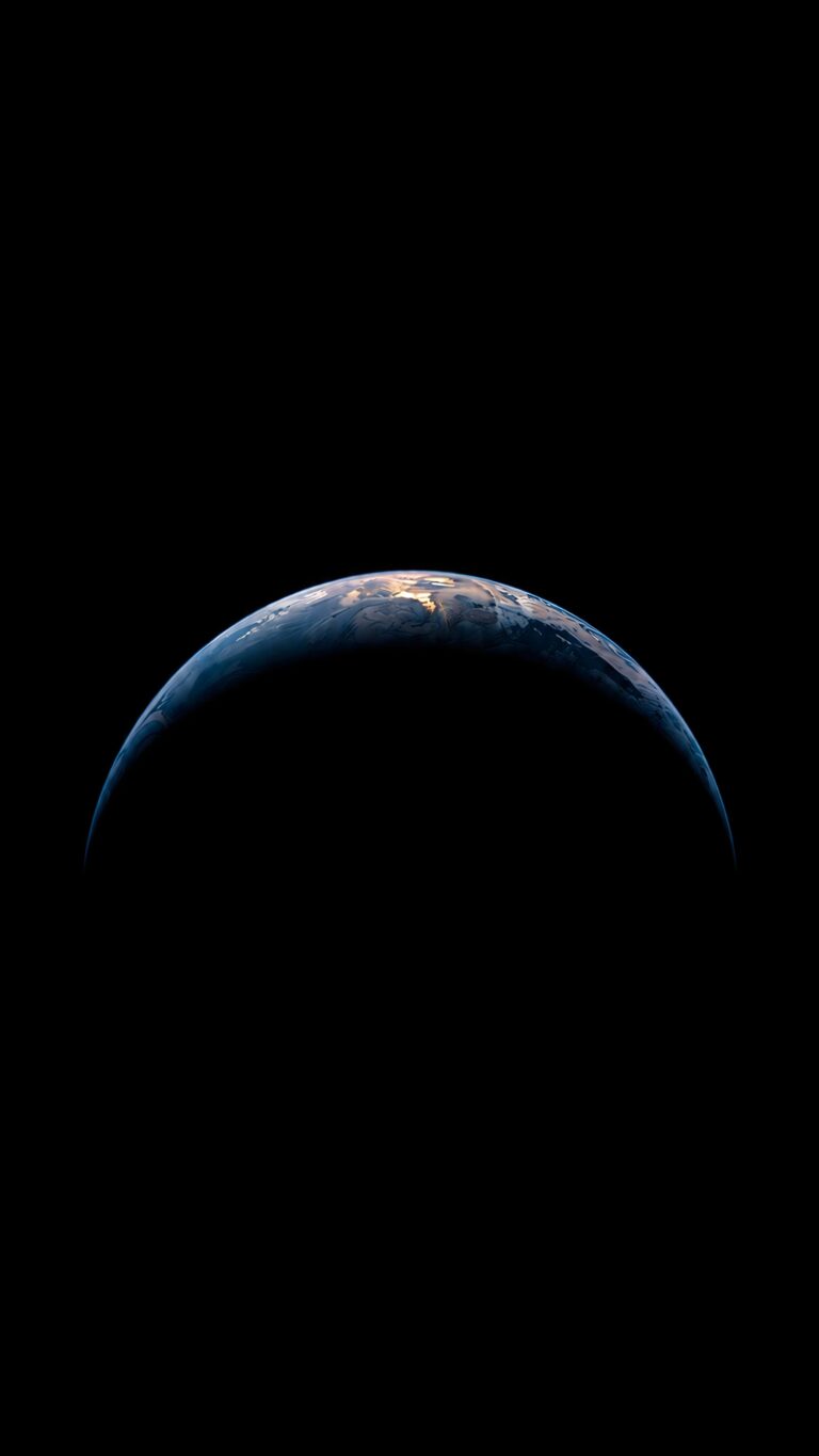 A minimalist view of a crescent Earth from space against a pitch-black background.